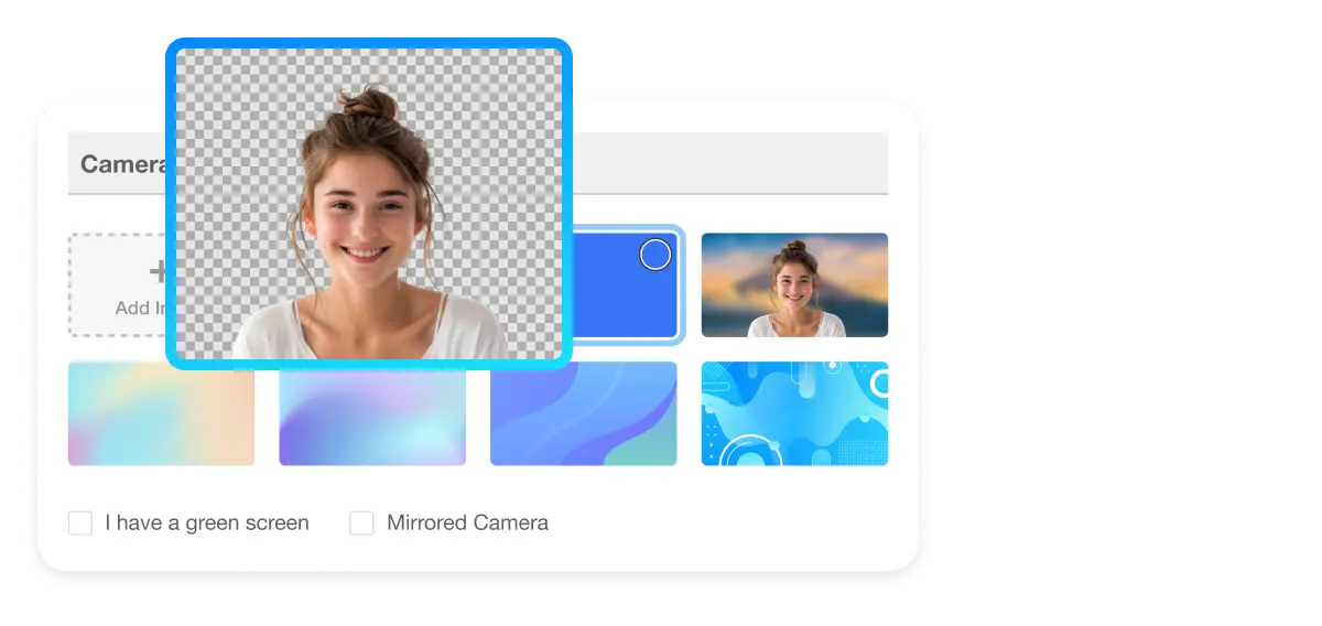 Remove a Virtual Camera Background feature highlighting a clear and focused recording space without distractions.